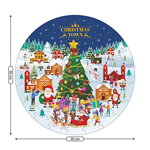 Webby Wooden Christmas Town Jigsaw Puzzles for Kids, 60 Pcs
