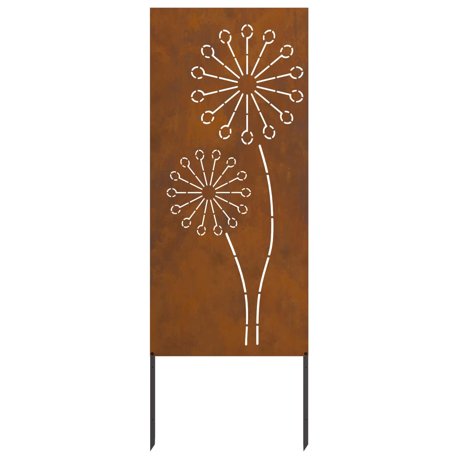 Osłona ogrodowa z płótna ze stali odpornej na warunki atmosferyczne, zardzewiała, 50 x 140 cm, matowa, na taras, ochrona przed wzrokiem z intarsją, do użytku na zewnątrz
