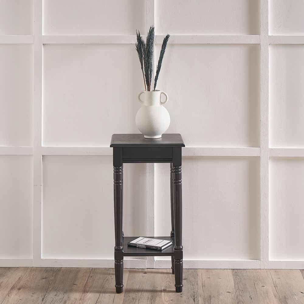 Pacific Lifestyle Tall Bedside Table | Side Table | Coffee Tables For Living Room | Side Table Living Room End Tables | Narrow Side Table (Black, Square)