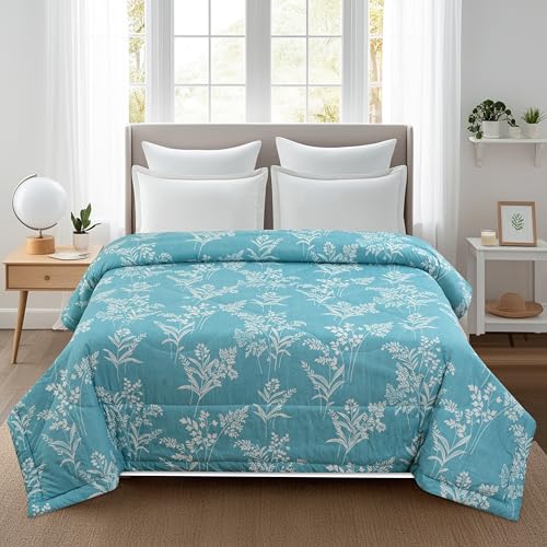 Image of VOMZER Super Soft Microfiber All-Season King Size AC Comforter Size (90x95 Inches) | Duvet for Double Bed Comforter Aqua Lily