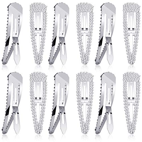 Geyoga GEYOGA-SNAP HAIR CLIPS-01 6 Pieces Rhinestone Snap Hair Clips 4 Inch Hair Barrettes Hairpins Crystal Metal Hair Clips thumb #2