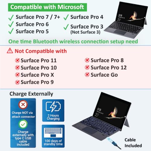 Teclado inalámbrico con trackpad para trabajar en cafeterías con tu Surface Pro 6 o 3 4