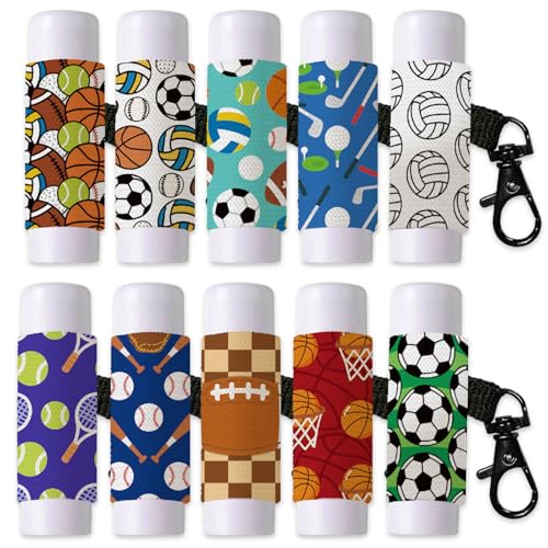 Porte-clés baume à lèvres avec fermoir métal : lot de 10 étuis colorés