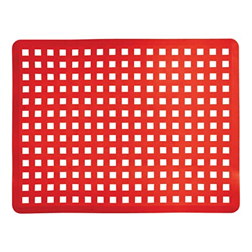 Mdesign Decorative Kitchen Plastic Sink Protector Set - Protect Surfaces And Dishes - Quick Draining, Modern Slotted Design - Includes 1 Saddle, 2 Large Mats - Set Of 3 - Red #TOP7