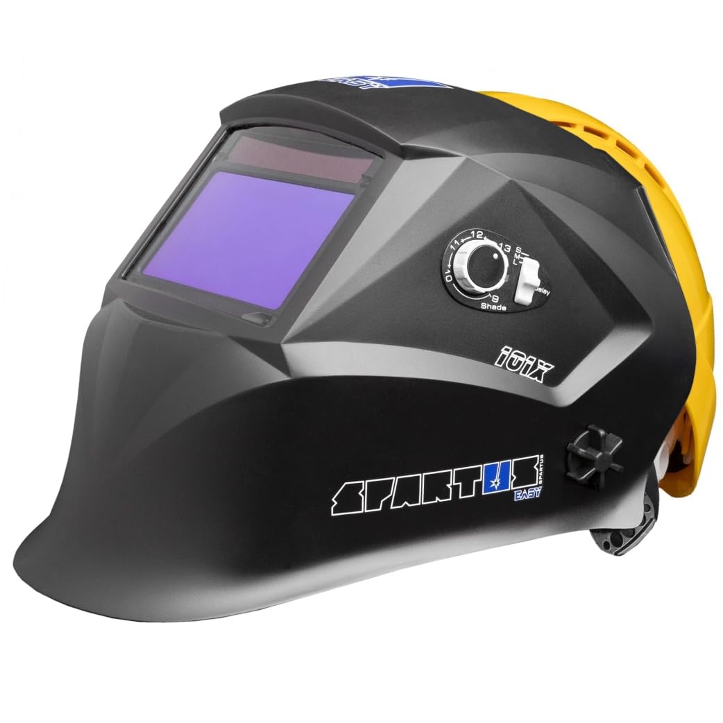 SPARTUS Schweißhelm Automatik mit Schutzhelm - Automatischer Schweißhelm 1/1/1/2 für Baustelle & Industrie - Schweißmaske MIG Wig MMA - Bestschweissen.de