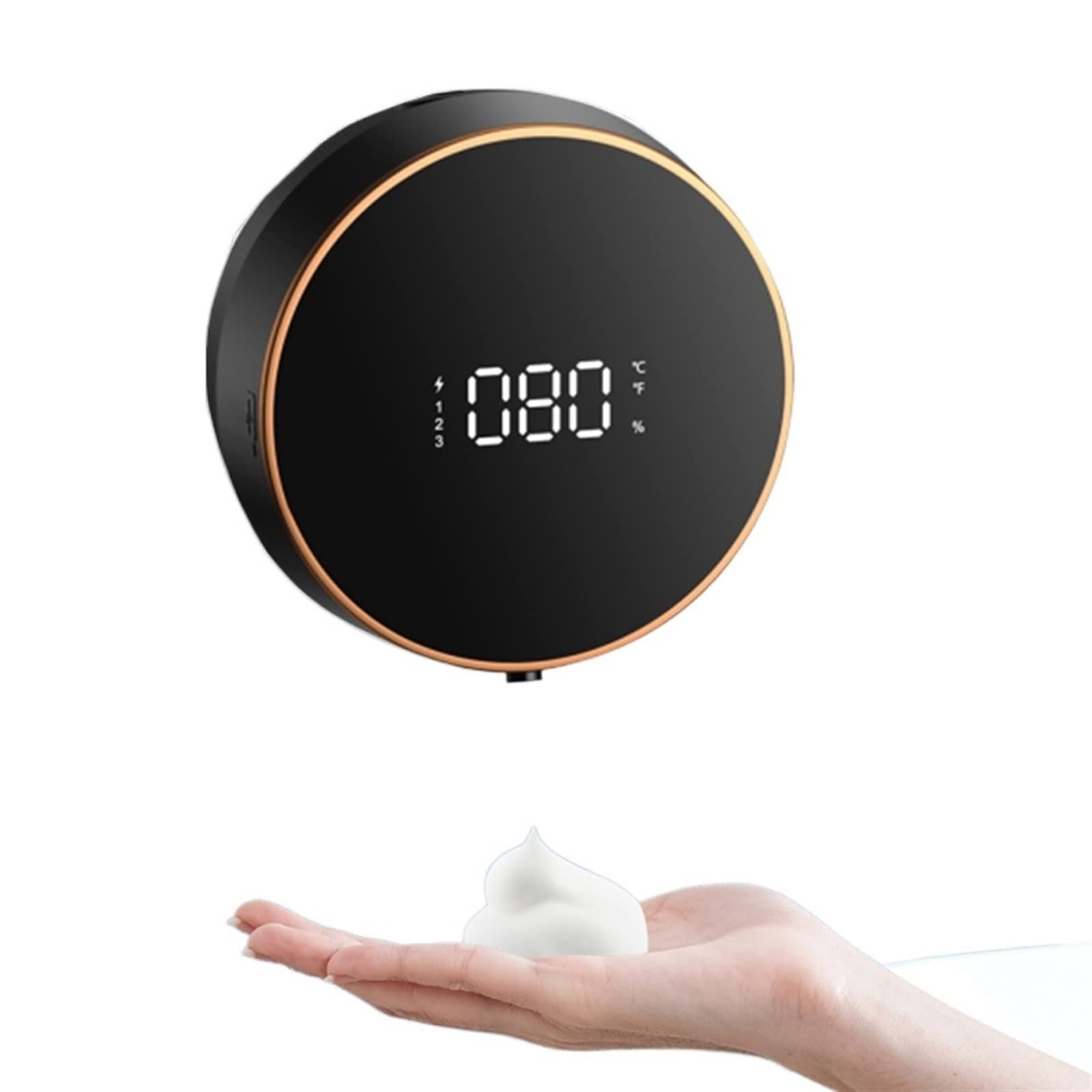 ZALTAS Bathroom Foam Soap Dispenser Wall Mounted Automatic Liquid Soap Dispenser Sensing Rechargeable Non-Contact Sensor Dispenser (Color : W1 black)