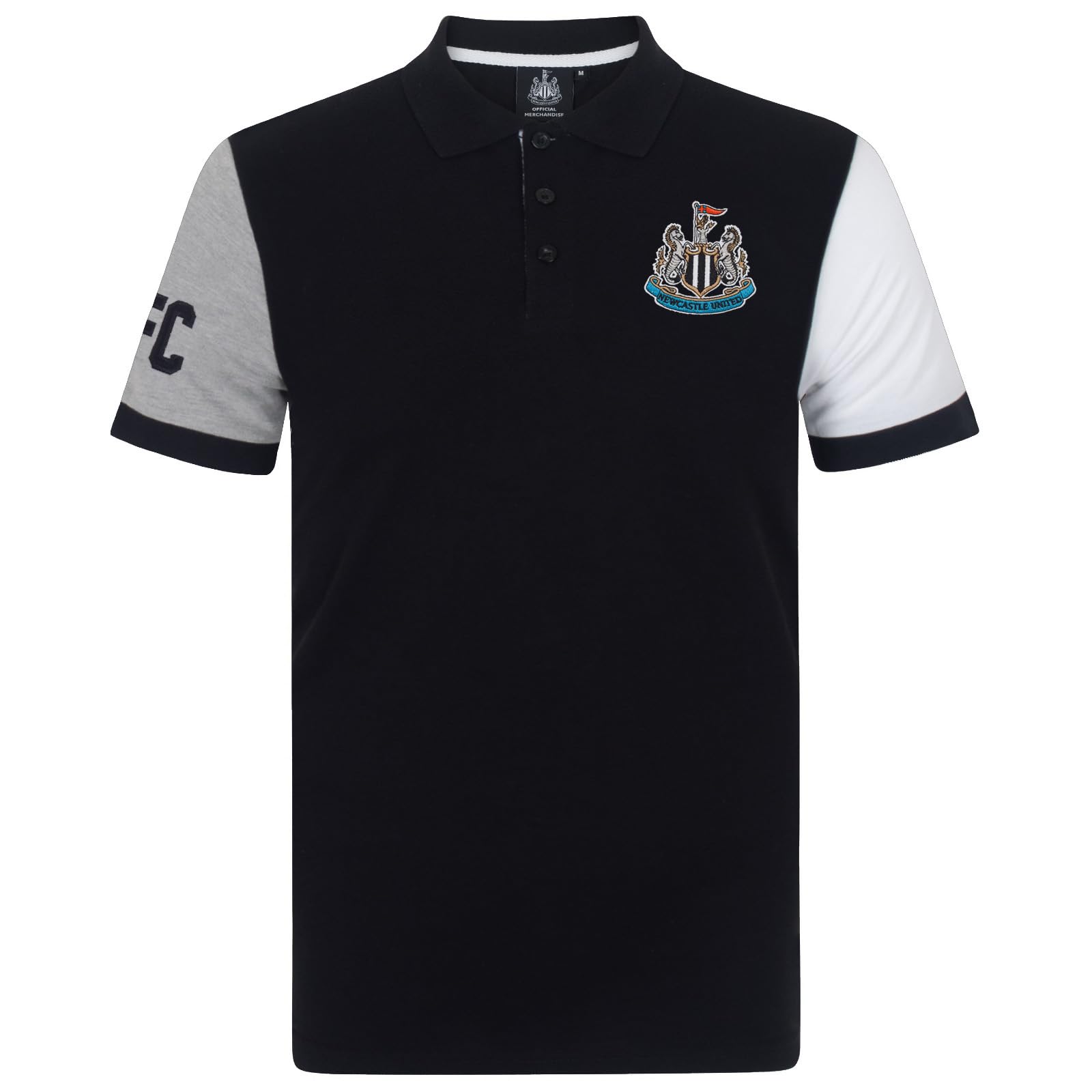 Newcastle United Men's Black Contrast Sleeve Fc Official Gift Contrast Sleeve Polo Shirt Black Xxl