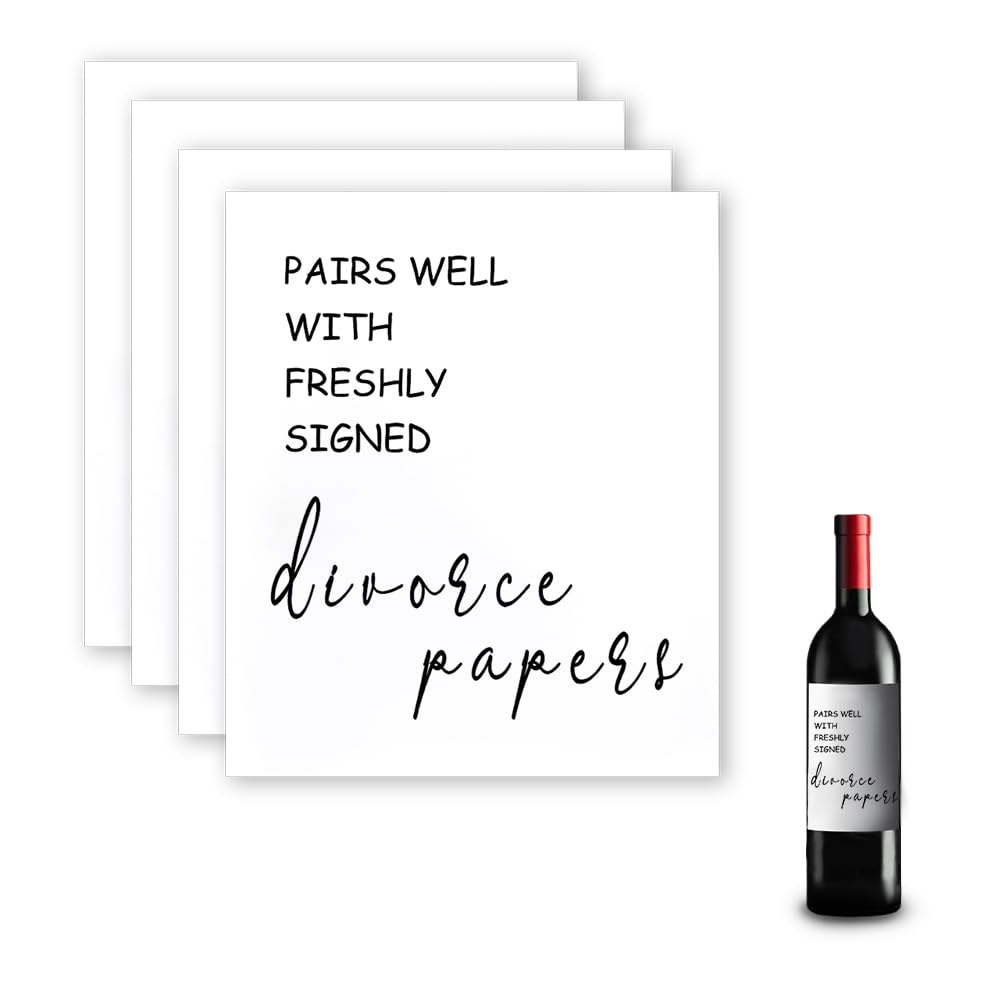Sisadodo Happy Divorce Gifts for Women Men Congratulations New Beginnings Gift for Friends Bestie Breakup Gifts for Her Him Wine Bottle Stickers Lables for Divorce Party Decorations 4PCS