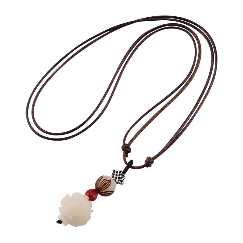 Collier graine de Bodhi anti-nœuds chaîne réglable sur pull hiver