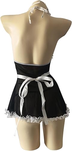 Miniatura 6 de Sexy French Maid Lingerie for Naughty Sex Play Lace Trim See-Through Mesh Babydoll Chemise Maid Nurse Cosplay Apron Outfits