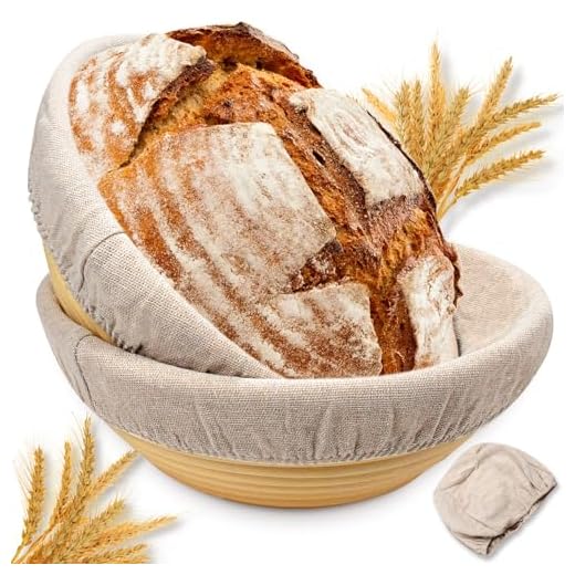 Conjunto de 2 tigelas redondas à prova de massa para assar pão azedo, cesta de impermeabilização ou assadeira caseira, 21,6 cm