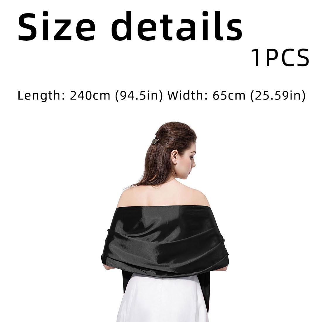 Châle Femme Mousseline De Soie Extra Large 200x70 Cm - Écharpe Élégante Mariage, Soirée, Bleu Foncé