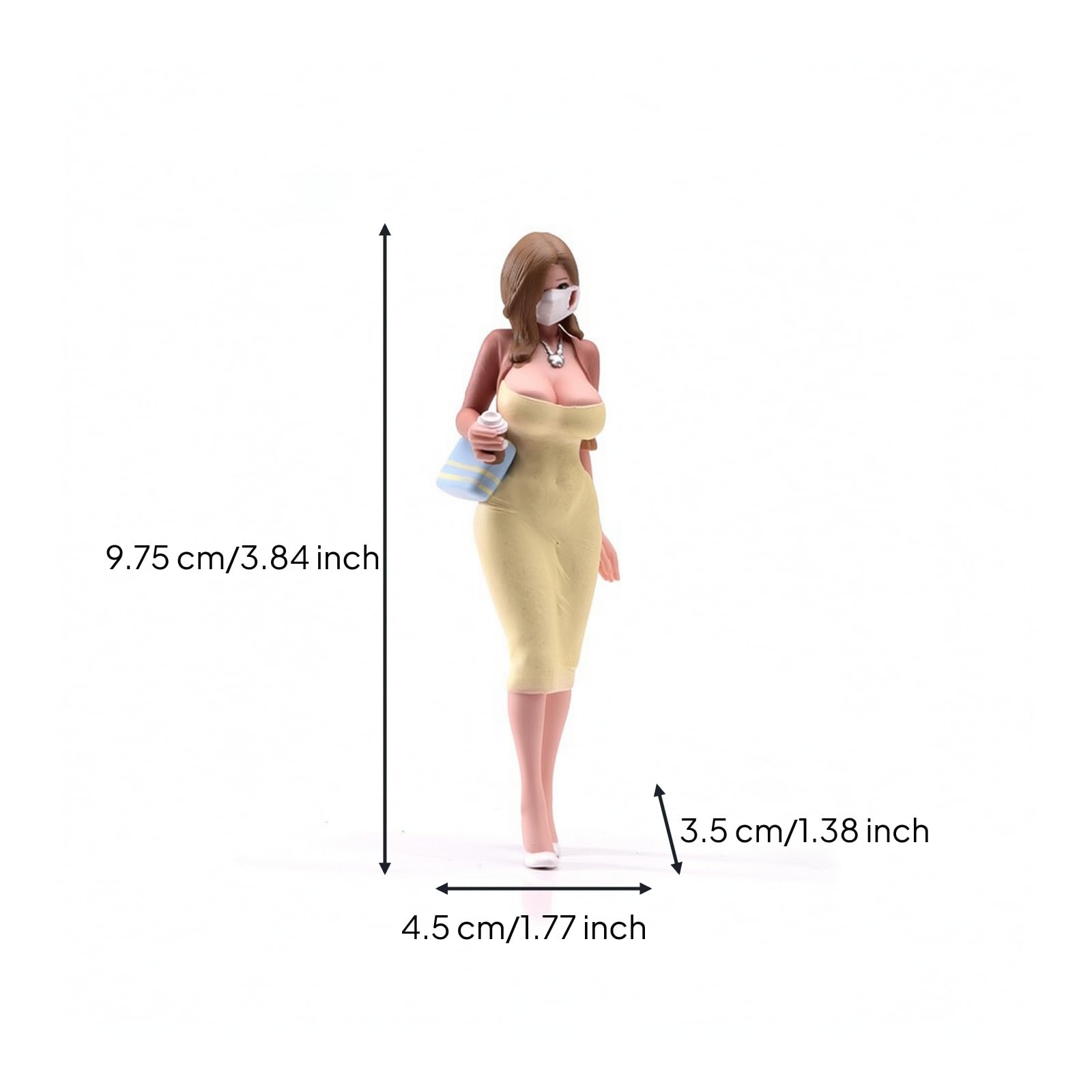 Harilla Miniatura Figura Femenina con Bolso y Elegante sanía en Resina para Escena Café y coración Salón Acuada para Regalo y Exhibición, Style to 1
