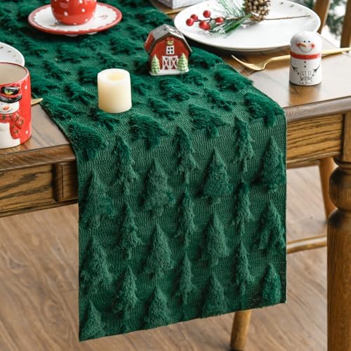 Artoid Mode Green Christmas Trees Soft Plush Faux Fur Jacquard Ch...