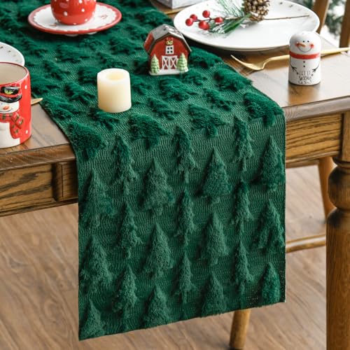 Artoid Mode Green Christmas Trees Soft Plush Faux Fur Jacquard Ch...
