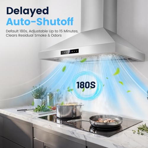 Image of 36 inch Wall Mount Range Hood,1200 CFM Stainless Steel Stove Vent Hood