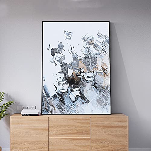 Art mural géométrique moderne gris peinture sur toile salon élégant