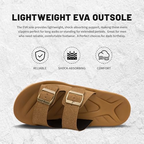 Image of Mens Sandals Arch Support Comfortable Beach Slides with Adjustable Buckle Straps Slippers for Men