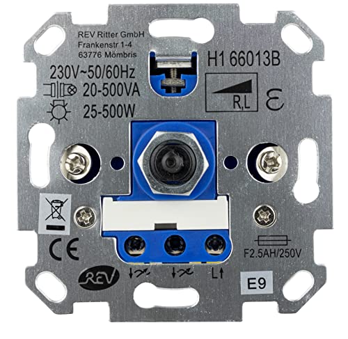 REV Technik Dimmer Brightness Control 25-500 W 230 VAC Transformer 20-500 VA Silver, 25-500W