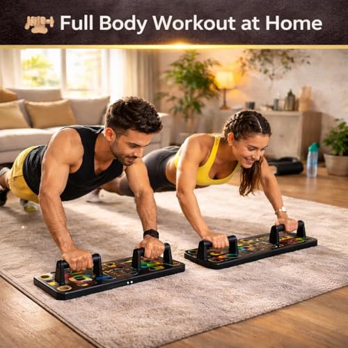 Image of LEAFED 15-in-1 Pushup Board for Men & Women | Foldable Gym Equipment for Home Workout | ๐๐ฎ๐ฅ๐ญ๐ข- ๐
๐ฎ๐ง๐๐ญ๐ข๐จ๐ง Push Up Stand for Chest, Triceps, Shoulders & Back | Portable Home Gym Training Kit
