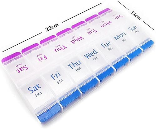 Miniatura 7 de Comfort Axis Organizador de pastillas semanal grande, 7 días 2 veces al día, AM/PM, plástico blanco, portátil, incluye bolsa de viaje