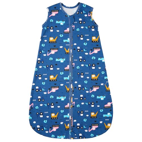 ZIGJOY Baby Sleeping Bag 0.5 Tog 100% Cotton Summer Newborn Sleeping Bag Baby 6-12 Months Toddler Sleep Sack Lightweight Sleep Bag Excavator