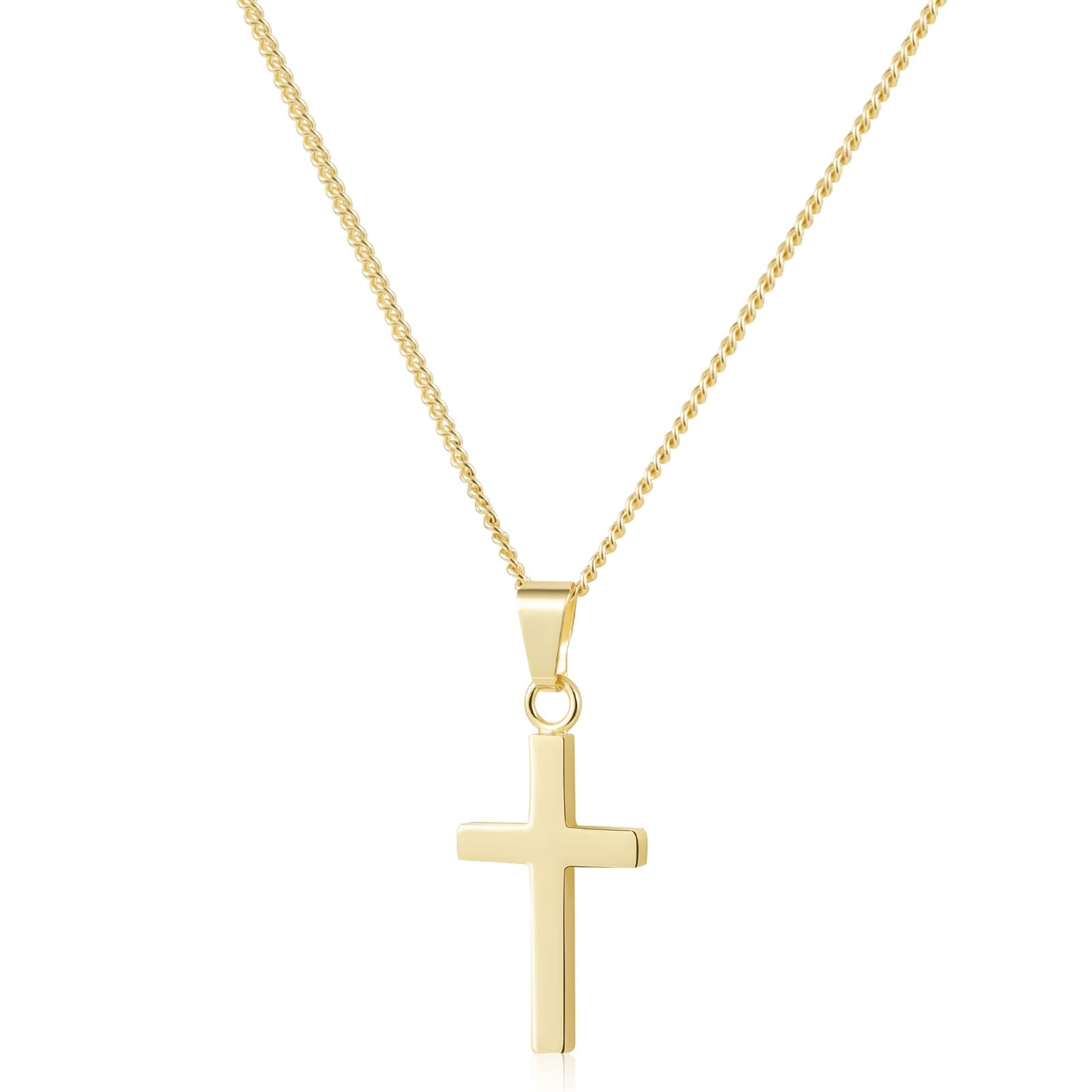 ALEXCRAFT Cadena Hombre Colgante Cruz Hombre Mujer 45+5cm Plata y Oro 14K Chapado