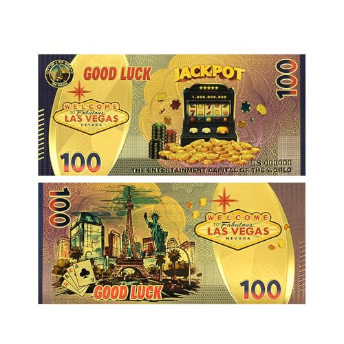 5pc/Set Las Vegas Gold Foil Banknotes Dollar Notes – Casino Theme Souvenir Money Decorative Collectibles for Poker & Party