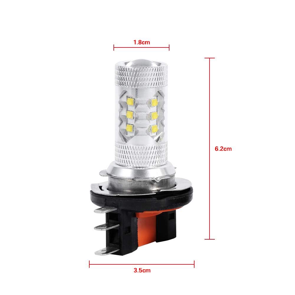 Qiilu 2 pièces 80W H15 ampoules LED ampoules de phare de voiture blanche LED feux de jour lampe de remplacement d'ampoule