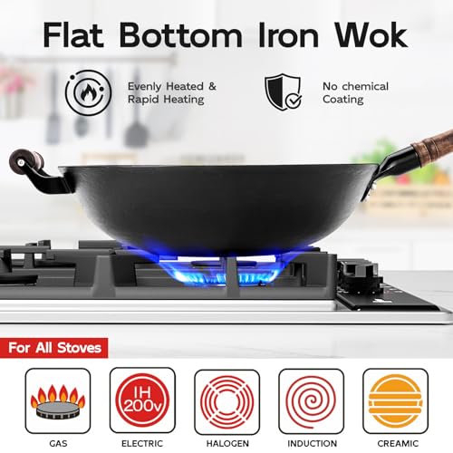 Wok de hierro con tapa de vidrio y espátula 14.2" miniatura 2
