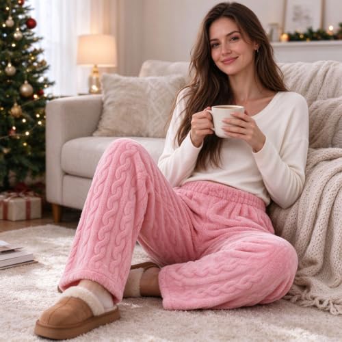 Flannel Pajama Pants for Women Winter Lounge Fleece Fuzzy Cute Pj Pants - image 3