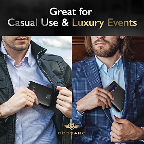 Slim Wallet for Men - RFID Wallet for Men, Eco-Leather Wallet for Front Pocket with Strong Money Clip, Multiple Card Slots, AirTag Slot - Compact & Durable Men's Wallet (Black)4