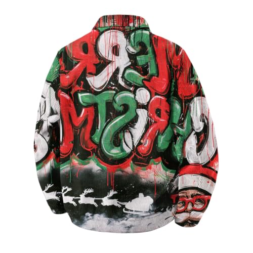 Fall Jacket for Men Streetwear Christmas Print Loose Comfortable Jacket - image 5