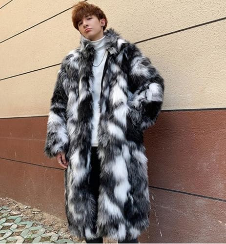 Men's Fashion Faux Fur Long Sleeve Overcoat Winter Warm Fur Fluffy Coat Sweater Jacket2