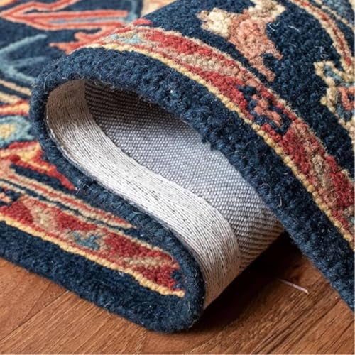Image of Sifa Carpet Crafted with Care: Premium Hand-Tufted Wool Carpets Royanna Traditional Design Handmade Area Rugs, for Your Room Blue Color Size 5x7 feet (150x210cm)