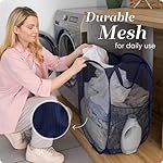 Handy Laundry Collapsible Mesh Pop Up Hamper with Wide Opening and Side Pocket – Breathable, Sturdy, Foldable, and Space-Saving Design for Clothes and Storage. (Blue | 2-Pack) - Image 5