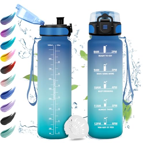 Trinkflasche Sport 1L, Auslaufsicher Wasserflasche Kohlensäure Geeignet, Trinkflasche mit Zeitmarkierung, Wasserflasche mit Filter, Sportflasche für Oudoor, Sprudel Camping, Fahrrad, Fitness Trinkflasche Sport 1L, Auslaufsicher Wasserflasche Kohlensäure Geeignet, Trinkflasche mit Zeitmarkierung, Wasserflasche mit Filter, Sportflasche für Oudoor, Sprudel Camping, Fahrrad, Fitness