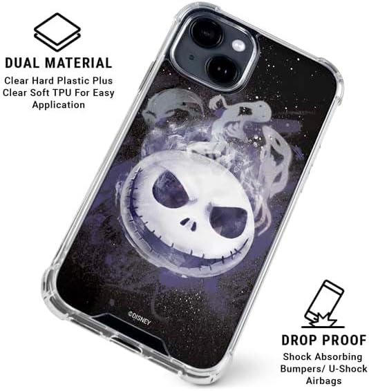 Skinit Clear Phone Case Compatible with iPhone 14 - Officially Licensed Disney The Nightmare Before Christmas Jack Skellington Face Art Design