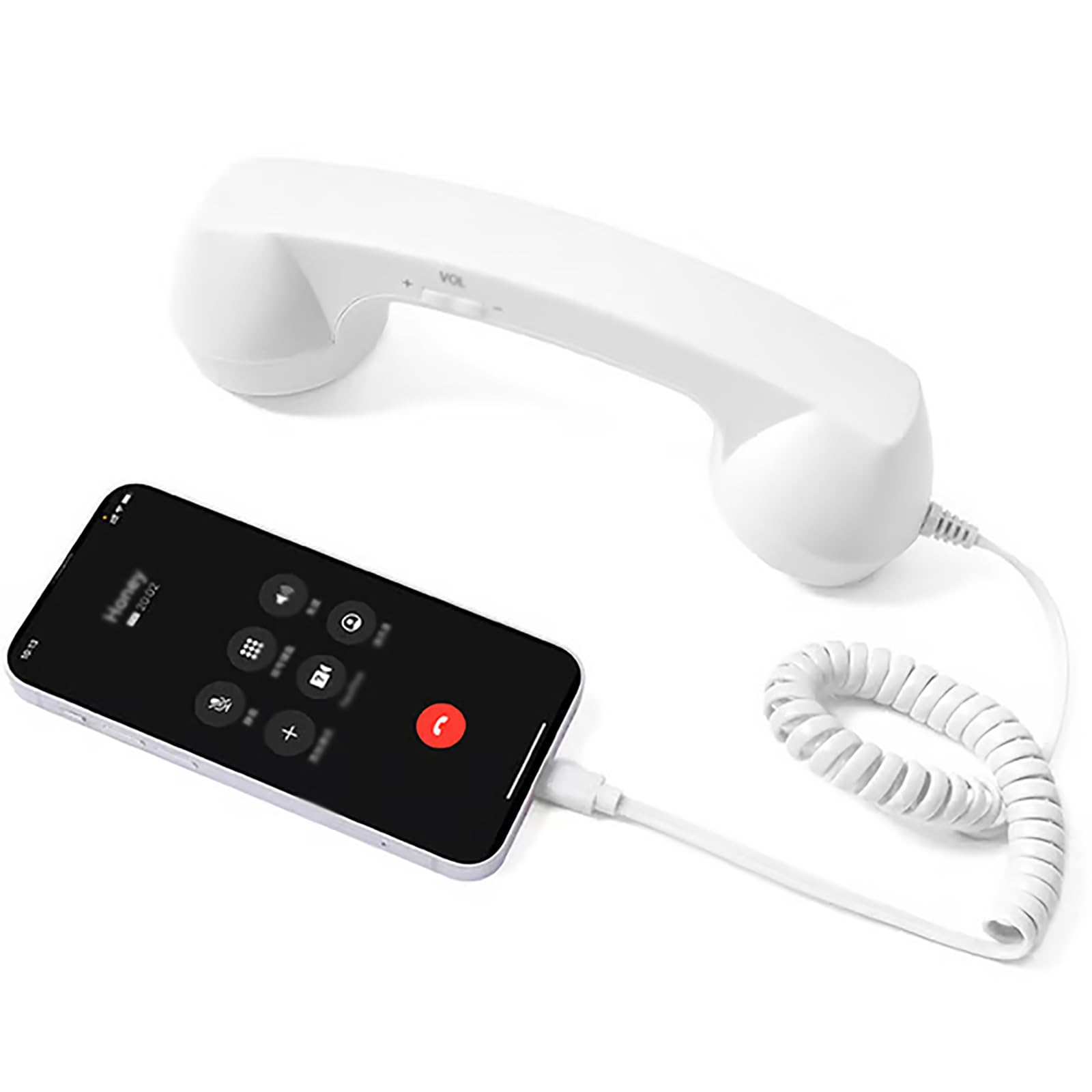 Combiné téléphonique filaire rétro blanc pour smartphone USB-C au bureau