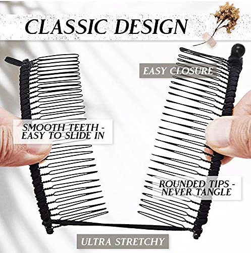 Glecurv 2Pcs Banana Hair Clips For Thick Hair Adjust Clincher Comb No Crease Comb Tool Ponytail Hair Grip Banana Hair Clips For Women And Girls (40 Combs, String, Glitter Blue+Silver) #TOP2