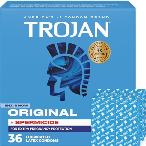 TROJAN ENZ Spermicidal Lubricated Condoms, Value Pack, 36 Count