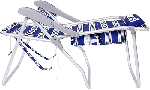 Miniatura 6 de Silla de playa plegable de aluminio de alta resistencia para adultos  Colocar plana, 5 posiciones reclinables  Bolsa térmica aislada extraíble