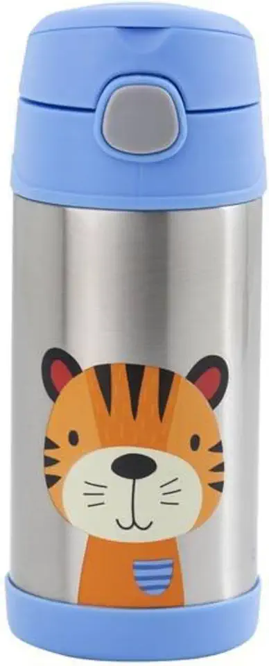 Clingo Garrafa Térmica Infantil Tigre 310 ml, Parede Dupla Livre de BPA, Azul