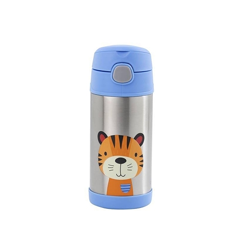 Clingo Garrafa Térmica Infantil Tigre 310 ml, Parede Dupla Livre de BPA, Azul