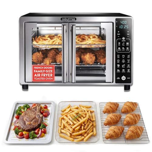 Image of Gourmia Air Fryer French Door Toaster Oven - 6-Slice Capacity, LED Display with 19 Cooking Presets, Stainless Steel