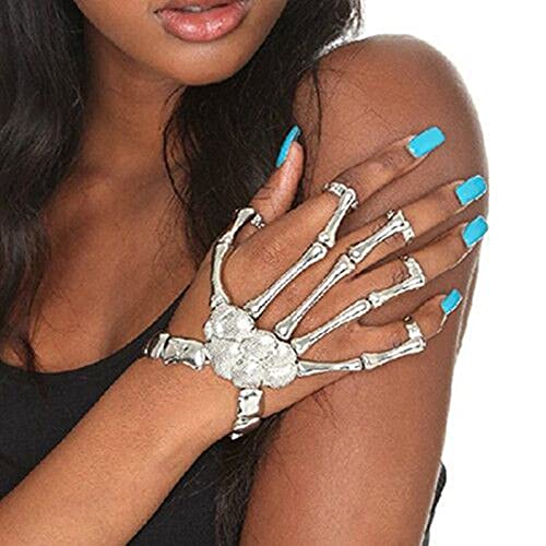 2pcs Gothic Retro Punk Skeleton Bracelets Alloy Ghost Claw Halloween Accessories Flexible Finger Skeleton Bracelets4