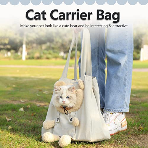 Small Puppy Dog Carrier Cat Sling Bag Carrier For Small Dogs, Cute Soft Bear-Shaped Show Head Pet Canvas Shaped Shoulder Kitten Carrier Bag, Dog Travel Carrying Sling Backpack Carrier Bag (Khaki) #TOP2