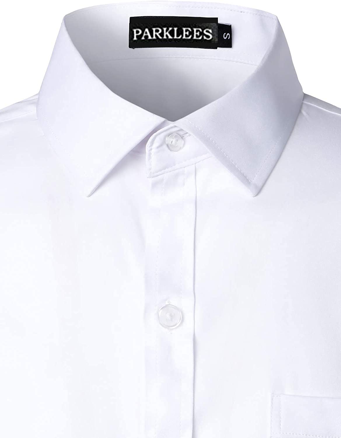 PARKLEES Camisa de vestir urbana elegante informal de negocios, ajustada, de manga larga, con botones y bolsillo para hombre