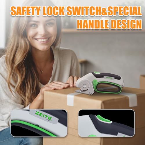 Image of ZEITE 4V Cordless Electric Scissors Cardboard Cutter with 1 x Replace Blade,1 x Storage Box,1 x USB Rechargeable Cable Rotary Cutter for Box Plastic Carpet Cloth, Easy to Hold and Safety,Gray