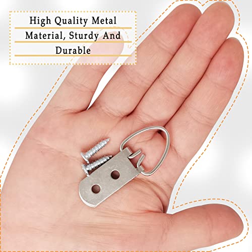 Image of 100pcs Large D-Ring Double Hole with Screws,Picture Frame Hangers Triangle Ring,Picture Frames Double Holes Clasp,Hardware Hang Buckle(Silver)